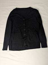 Black V-Neck Cardigan Button