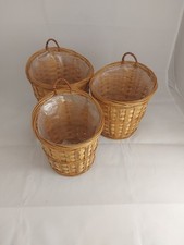 Gorgeous Boho Set Of 3 Wall Hanging Wicker Baskerlt Plant Pot Holders