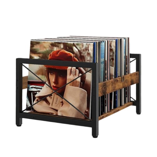 Wood record storage - wood, rack