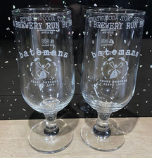 pair of Batemans Brewery Glass Beer Festival Collectable Goblet Stem Tulip 18 cm