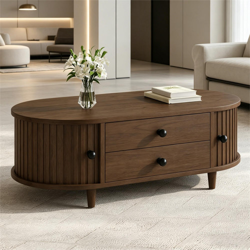 Oval coffee table - table, sliding