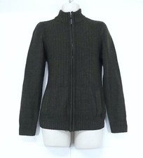 BHS ATLANTIC BAY Army Green Soft Thin Knit Mens Zip Cardigan size S