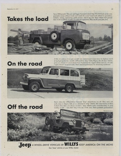 1957 willys jeep fc - willys, fc-170