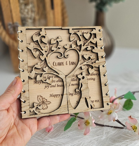 Wooden wedding card - love, tree