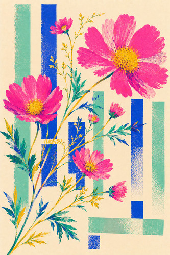 Meadow flower poster - poster, pink