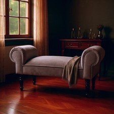 Grey Velvet Window Seat Bed