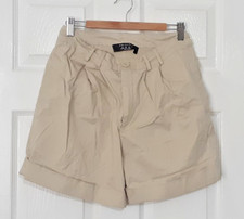 Primark Beige Shorts W28 Pleated Front Slash Pockets Zip Close Excellent Conditi