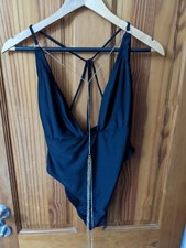 Wolf & Whistle ASOS Swim Suit Costume Black Gold Size 14 NEW