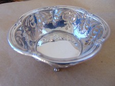 MAPPIN & WEBB BEAUTIFUL ANTIQUE STERLING SILVER PIERCED BON BON DISH 1926