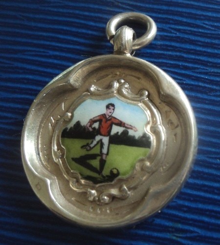 Siver enamel football medal - siver,