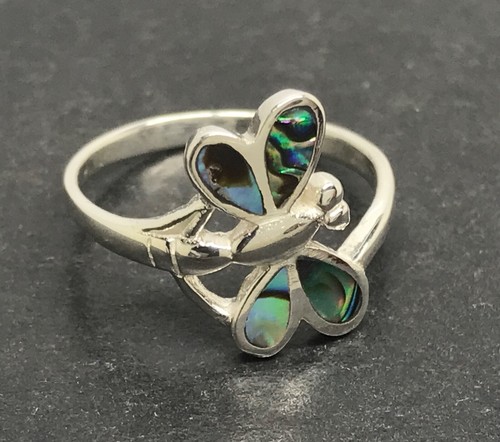 Abalone dragonfly ring solid
