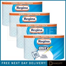 REGINA BLITZ 3PLY KITCHEN ROLL PAPER TOWELS 70 SHEETS PER ROLL 210 SHEETS 3 ROLL