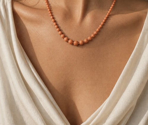 Antique georgian coral bead - coral,