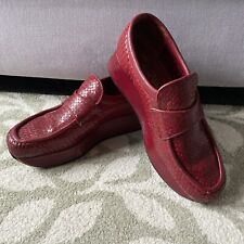 Stephane Kelian | Woven Vintage Flat Platform Shoes Loafers Red Leather UK 7.5