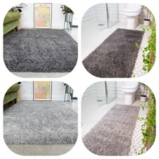 Grey silver shaggy rugs - grey, super
