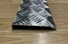 Door STEP TREAD PLATE  Angled Back, 655 x 110mm, Anti Slip Aluminium CHEQUER