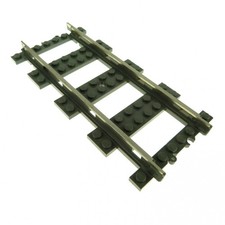 1X Lego Electric Track Metal 9V Straight Old Dark Gray Train Railway 2865C01