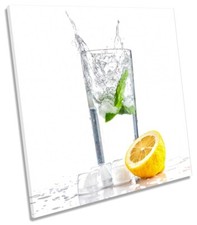 Mojito Cocktail Drink Kitchen Picture CANVAS WALL ART Square Print White