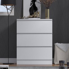 3 Drawer Chest of Drawers Scandinavian Style Modern Bedroom Furniture Matt White