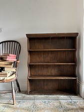 A 19thC Simulated Rosewood, Painted Pine Waterfall Shelving Plate Rack, 114cm