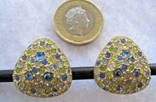 Grosse for Dior? Earrings Signed Gold Plated Multi Crystal Stones 1950's Lot A18