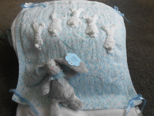 Hand knitted blue speckle - hand,