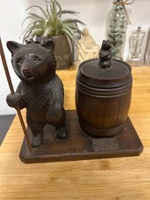 antique forestgump tobacco jar and match holder and striker