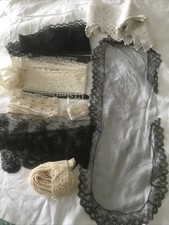 Job Lot Of Various Vintage Lace & Crochet Trimmings. Etc