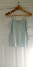 Elizabeth Emanuel Vest Top In Pale Blue, 100% Cotton, New Without Tags