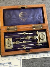 Antique Boxed Henry Hughes & Son Opticians London Trammel Point Drawing Set