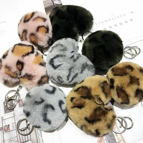 Leopard faux fur pom - leopard,