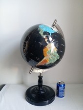 Giant globe world Map Atlas semi-precious stones malachite mother of pearl