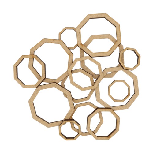 Wooden hollow octagon mdf - wooden,