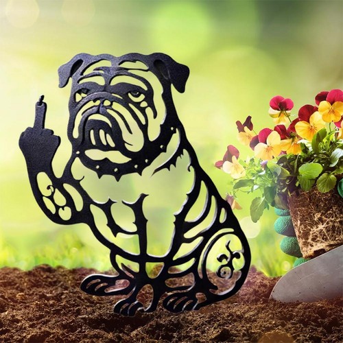 Funny bulldog fence ornament - fence,