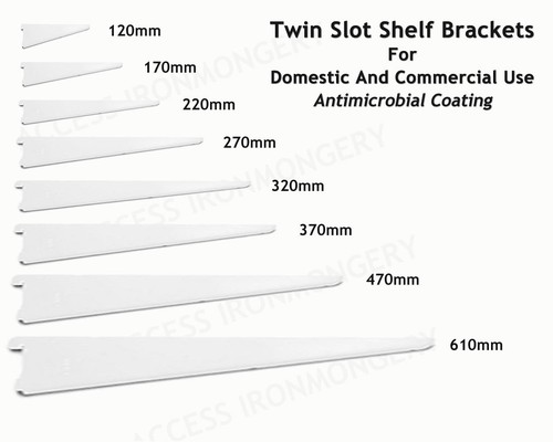 Twin slot shelf brackets - slot, white