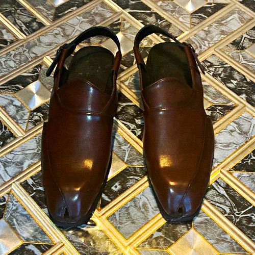 Men brown leather - brown, monk