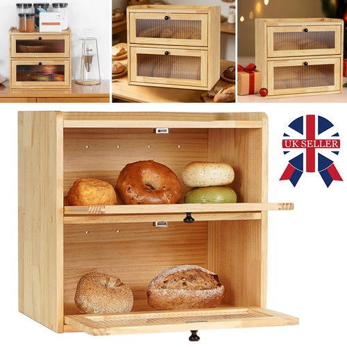 Double decker wooden bread bin - bread,