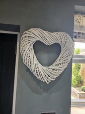 Large White Wicker Heart