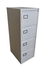 Bisley 4 Drawer Foolscap Metal Filing Cabinet Home & Office in Grey with KEYS