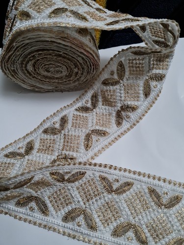 Yard white embroided trim - yard,