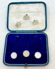 Antique Jewellery Display Box for STUDS with odd studs - Blue Leatherette