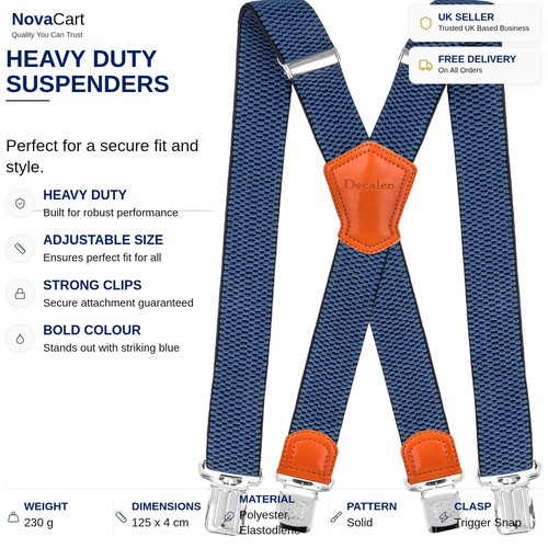 Blue heavy duty suspenders - -, x