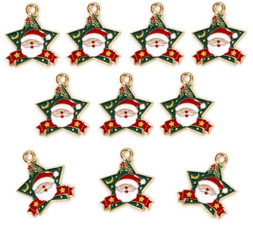 Star santa christmas charms - santa,