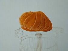vintage 60s hat orange velvet