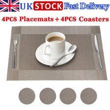 Set Of 4 PVC Place Mats And Coasters Dining Table Placemats Non-Slip Washable