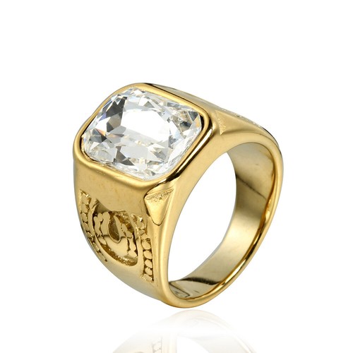 Men square stone signet - square,