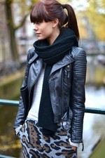 Zara Y2K Vintage Black Real Leather Quilted Moto Biker Jacket UK8 S