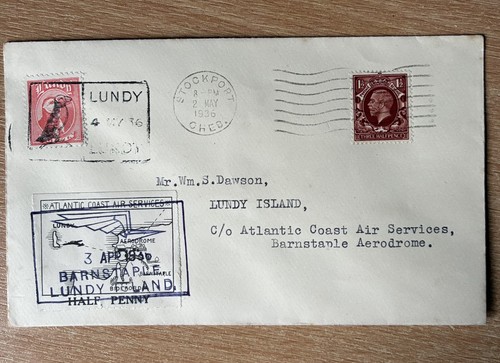 1936 lundy island airmail - lundy,