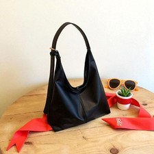 Black Hobo Bag with Belt for Women