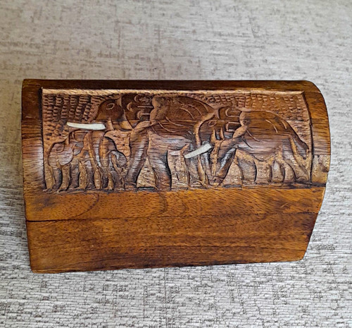 Carved wooden elephant trinket - elephant,